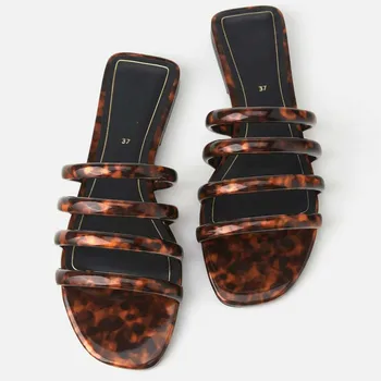 

2020 Beach Women Slippers Cool Leopard Flat Heel Casual Ladies Shoes Outdoor Slides Breathable Slip on Woman Summer Shoes