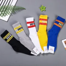 Однотонные полосатые носки с буквенным принтом; модные повседневные спортивные корейские женские хлопковые носки; сезон осень-зима; мягкие удобные дышащие носки; Calcetines Mujer