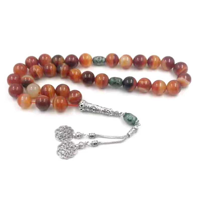 Большой Tasbih натуральный агат мужской Молитвенные Четки из бусин мусульманский