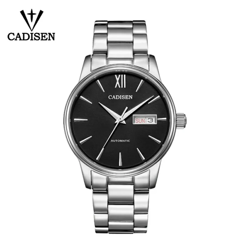 

CADISEN Automatic Men's Mechanical Watch Waterproof Week Calendar Double Show Business Gentleman Man Style Steel Band Watch