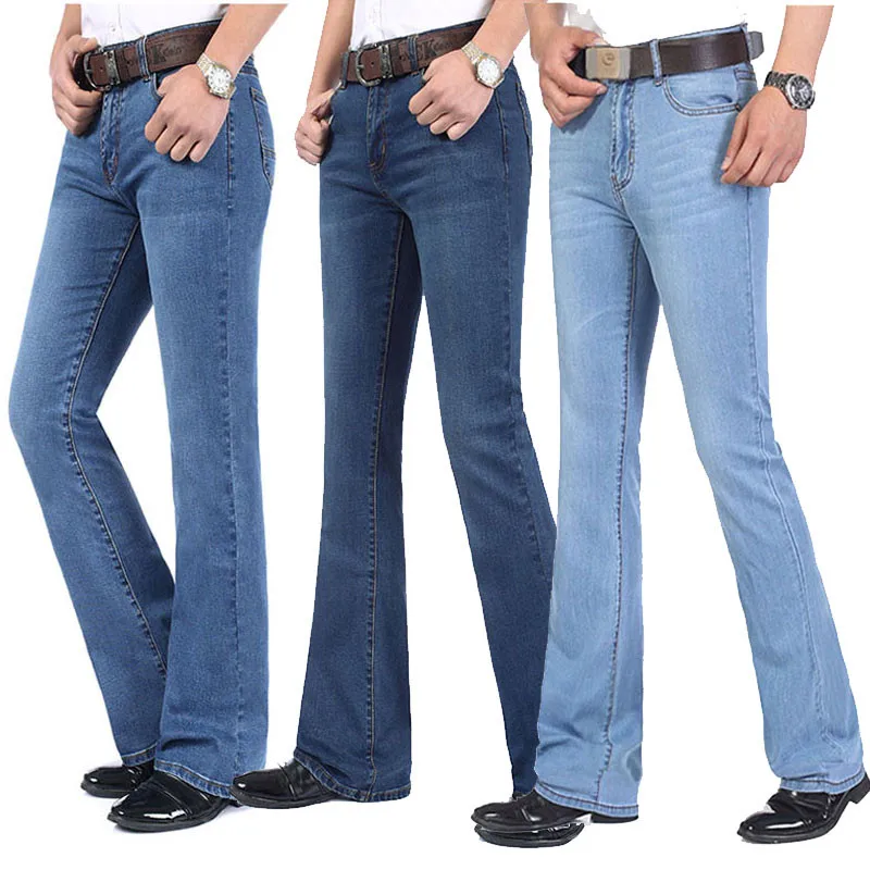 

Jeans For Men Men's Micro-Horn Jeans Elastic Slim Mid-Rise Small trumpet Stretch Horn Jeans More Size 26-40
