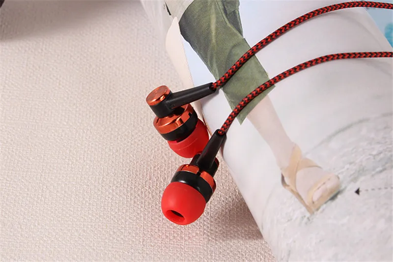 Nylon Braided Headset Wired Earphone With Mic Portable Audio And Video Device for iphone Xiaomi Wired In-ear Earphones D7