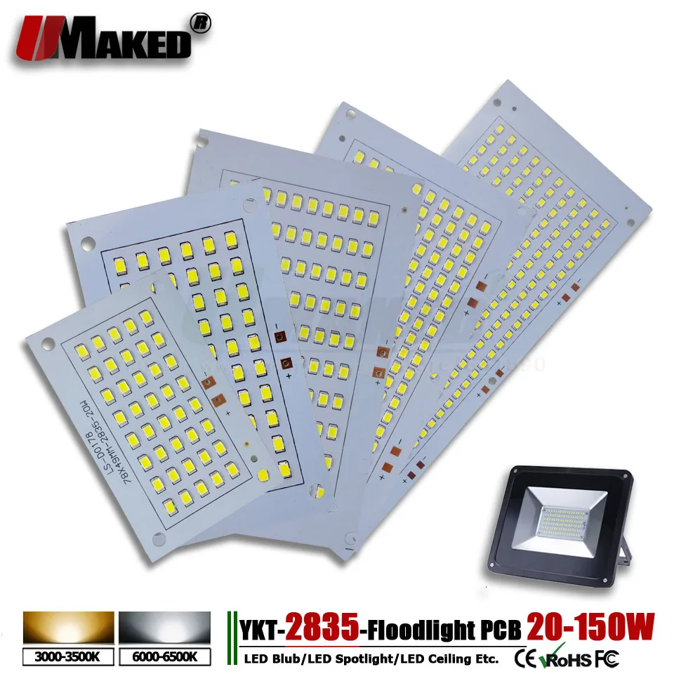 1 шт SMD 2835 Светодиодный прожектор PCB пластина pcb 20 Вт 30 Вт 50 Вт 100 Вт 150 Вт источник света радиатор алюминиевый Панель для использования вне помещений светодиодный ламп "сделай сам"
