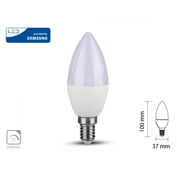 

V-TAC LC14855C LED bulb Chip Samsung E14 C37 5,5W at 3000K dimmable SKU-20045