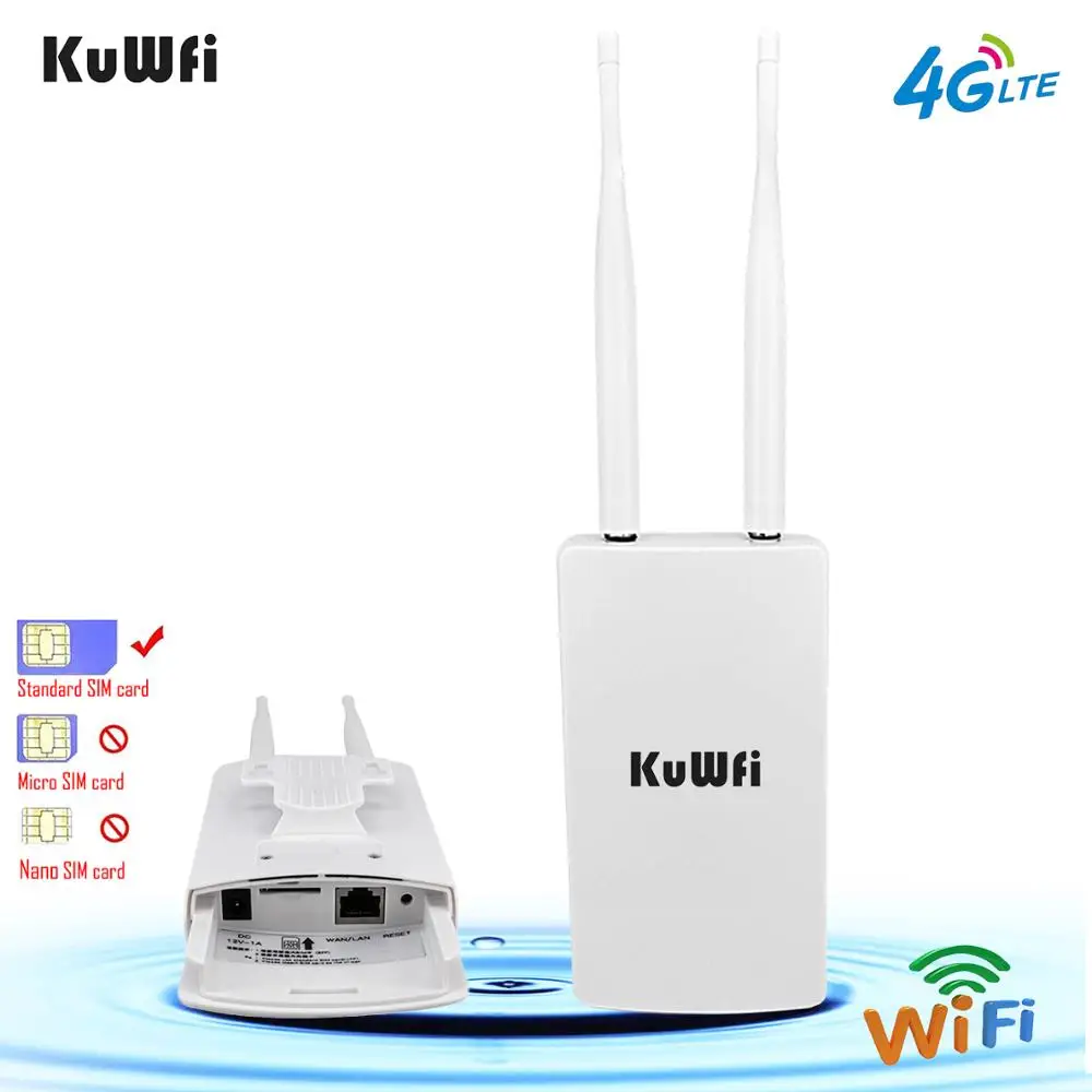 KuWFi Водонепроницаемый Открытый 4G CPE Маршрутизатор 150 Мбит / с CAT4 LTE Маршрутизаторы 3G / 4G SIM карта WiFi маршрутизатор для IP камеры / вне зоны покрытия WiFi|Беспроводные роутеры|   | АлиЭкспресс