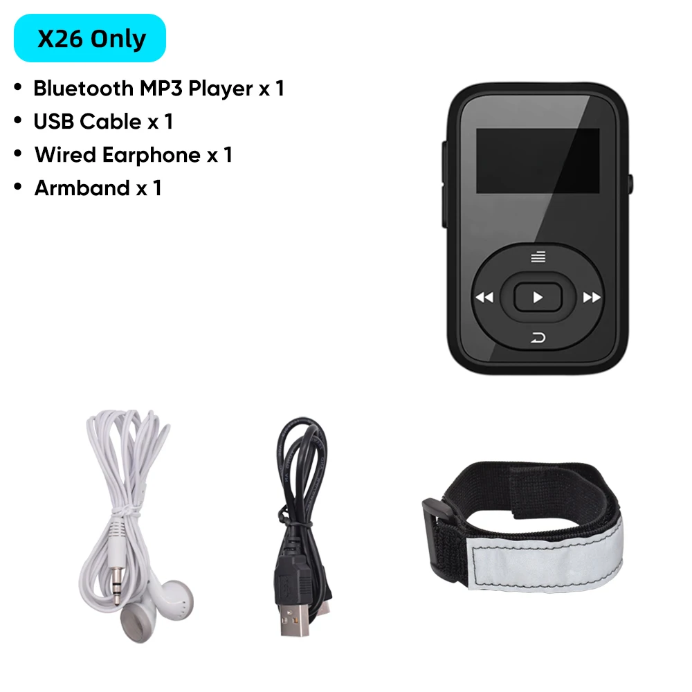 Deelife MP3 Player Bluetooth 5.0 Walkman with Clip Armband Mini Players Fm Memory 32GB 8GB for Running Sports Music 