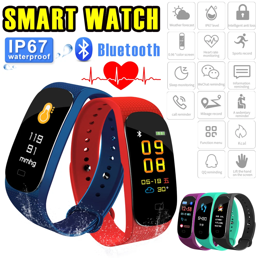 

M5 Smart BluetoothBracelet Watch Multi-function Heart Rate Blood Pressure Tracker Wristband IP67 Sports Bracelet for IOS Android