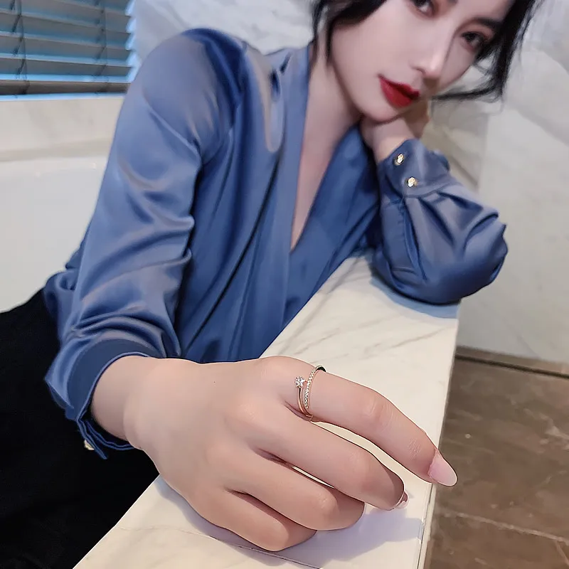 Gold Color Ring Minimalist Exquisite Zircon Gold Color Star Open Rings For Woman Fashion Korean Jewelry Luxury Wedding Party Unusual Girl's Ring