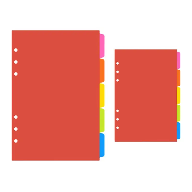 1Set Loose Leaf Binder Index Separator PP Colorful 6 Hole Page Dividers notebook binder divider