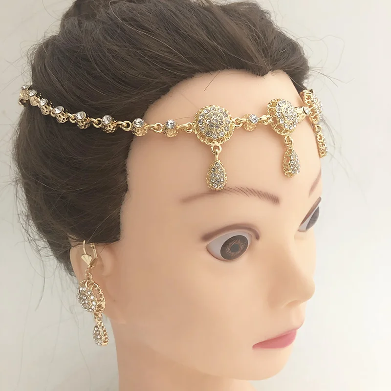 Arabic Handmade Jewelry With Crystals Wedding Hair Accessories Women Gold Headpiece Jewelry Set Head Chain And Earrings Buy Online At Best Prices In Pakistan Daraz Pk