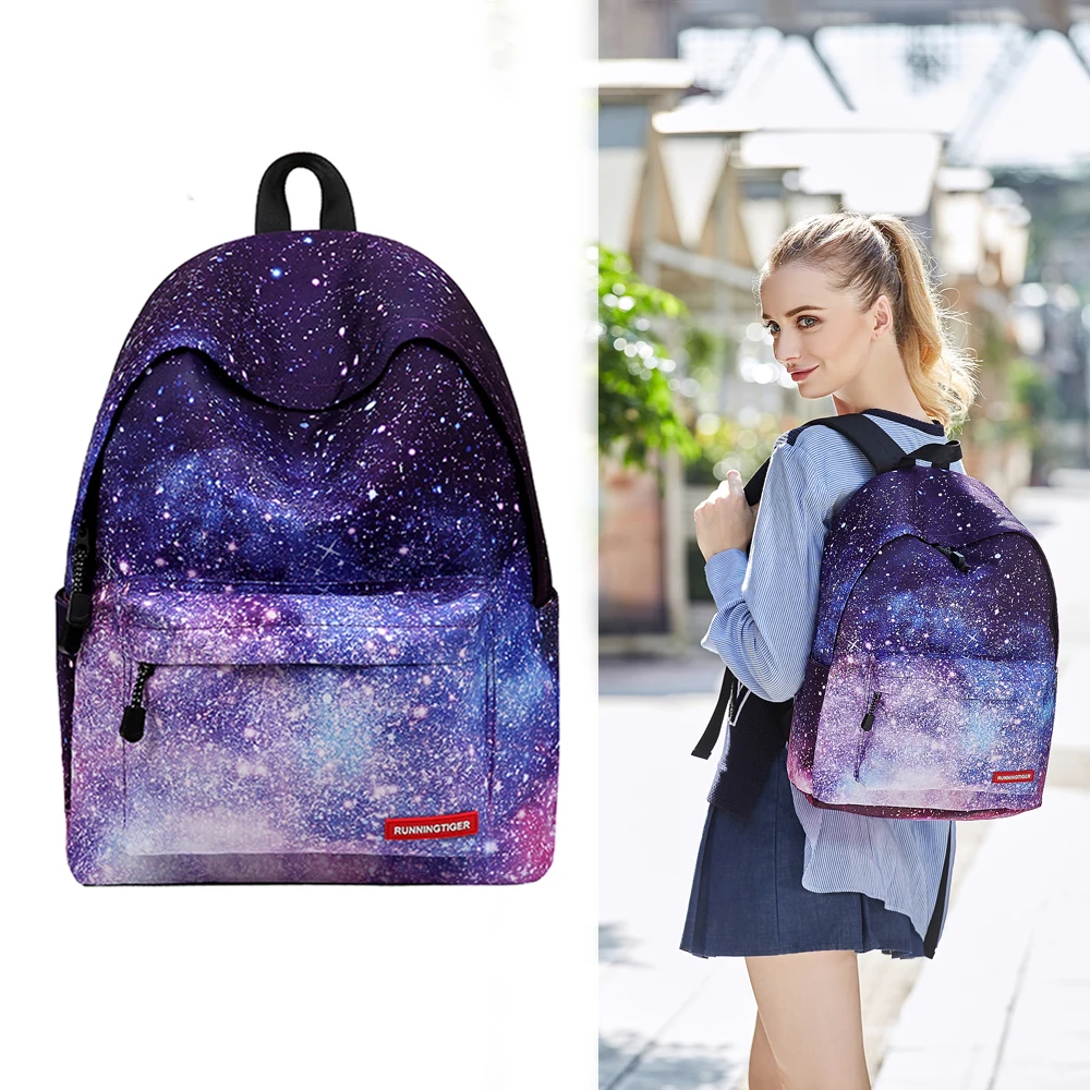Новый Galaxy Star рюкзак для ноутбука женщин анти вор космический Принт брезентовый