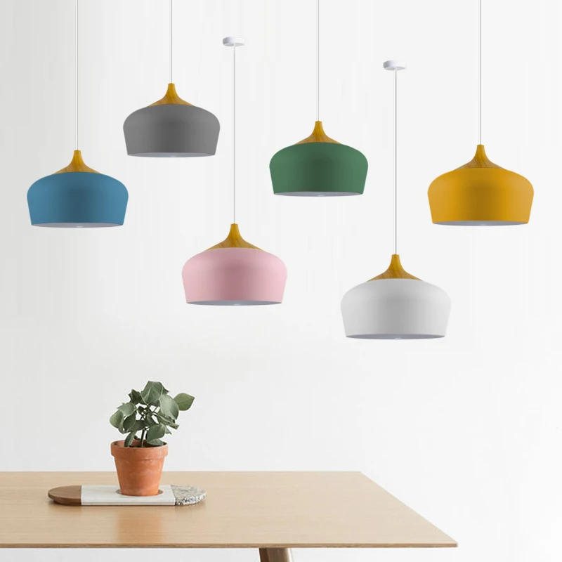 Скандинавская деревянная Подвесная лампа в форме макарона, алюминиевый светильник в форме лампы для гостиной, спальни, домашний декор, Подвесная лампа для ресторана, кафе, бара, 30 см