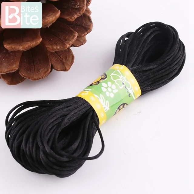 Bite Bites 1pc Satin Silk Rope Nylon Cord Colorful 1mm 80m Baby Teether Accessories Teething Necklace Rattail Cord DIY Tool Toys 20M Rope Black