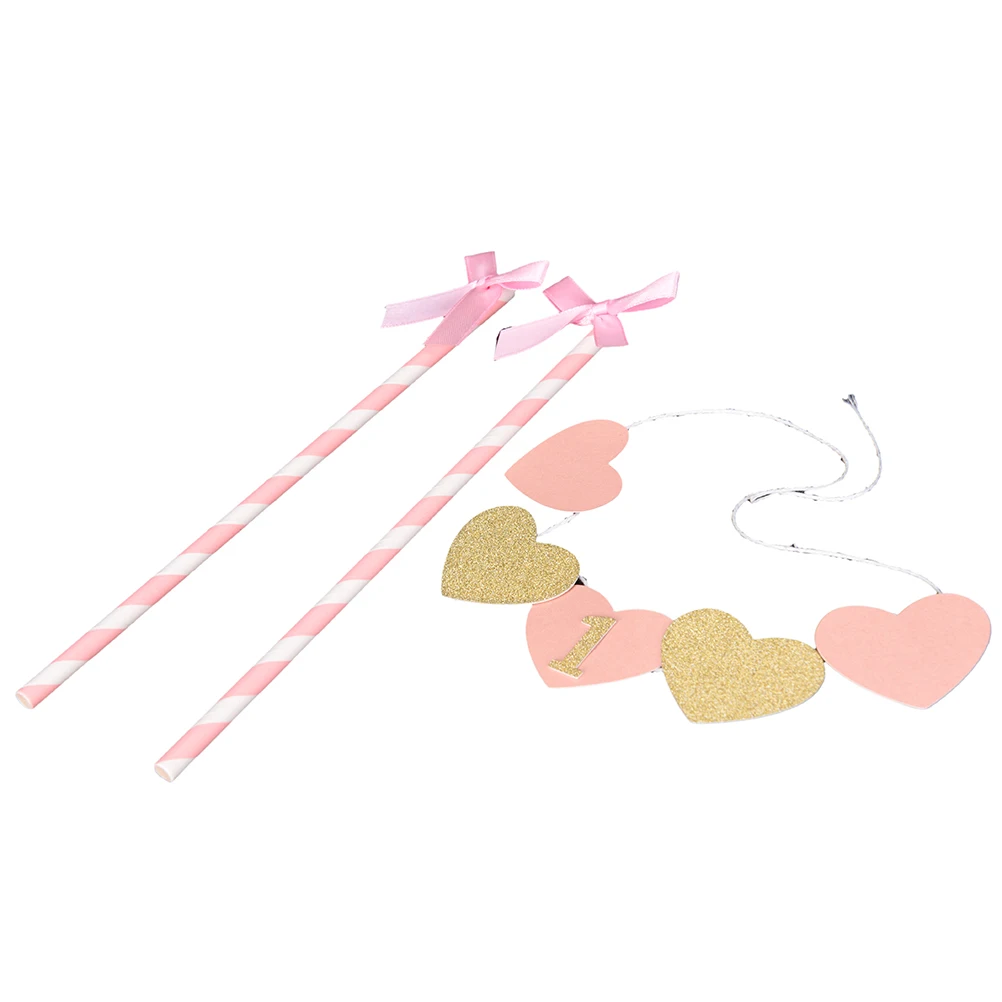 Pink One Year Old Birthday Flag Banner Boy Girl First Birthday Party Baby Chair 1st Bunting Celebrate Party Decoration