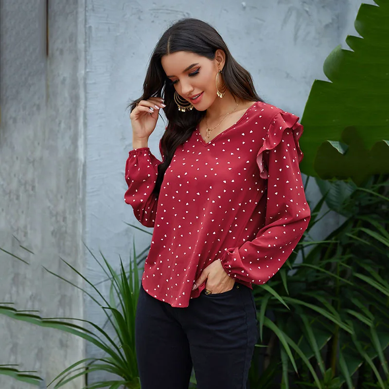 New Autumn Elegant Ladies Chiffon Blouses Vintage