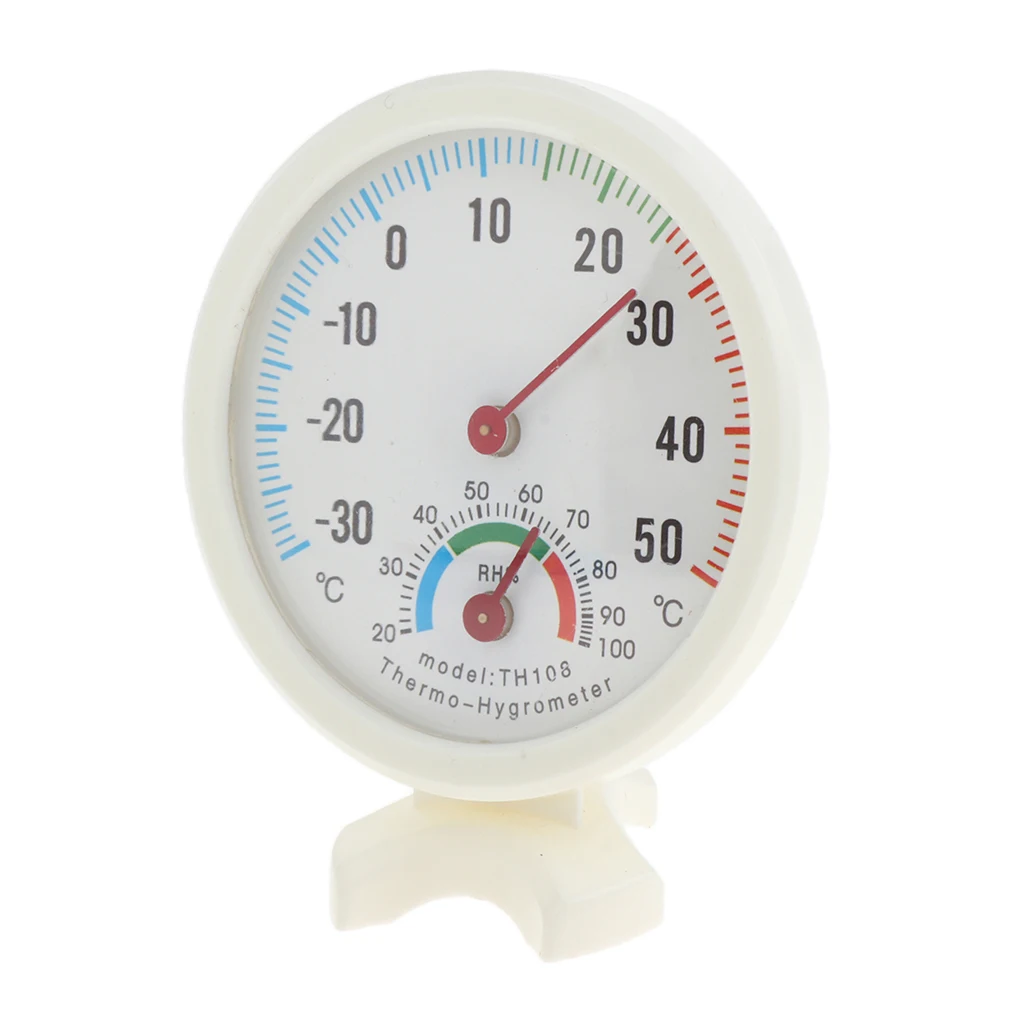 Round Thermohygraph Analog Temperature Humidity Meter Thermometer Hygrometer , Color indicator for comfort zone