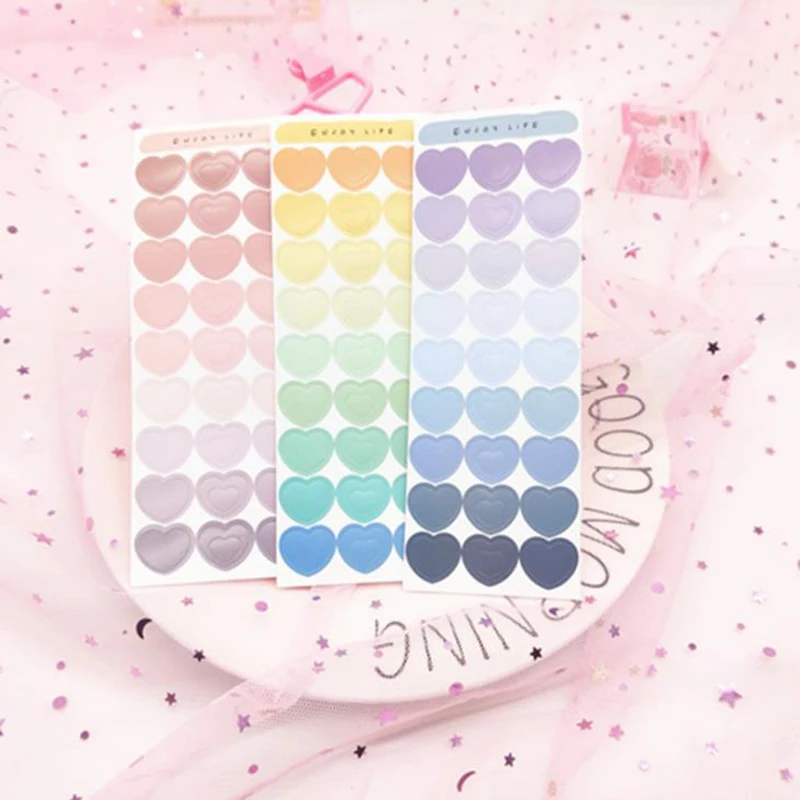 

54 Pcs/pack Cute Colorful Laser Love Heart Adhesive Stickers Korean Stationery DIY Scrapbooking Label Stickers Diary Album Phone