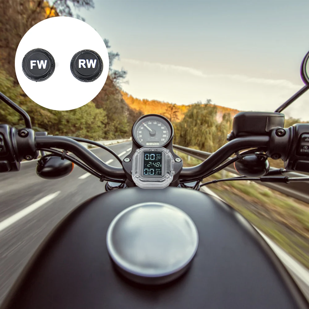 Motorcycle TPMS Tire Pressure Monitor LCD Digital Screen Magnetic Charge Auto Alarm Moto Tyre Pressure External Sensor