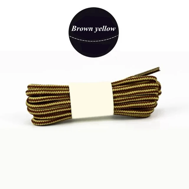 1 Pair 18 Colors Striped Double Color Shoe laces Round Outdoor Sneakers Shoelaces Cotton Boots Shoelace 70CM 90CM 120CM 150CM Brown yellow