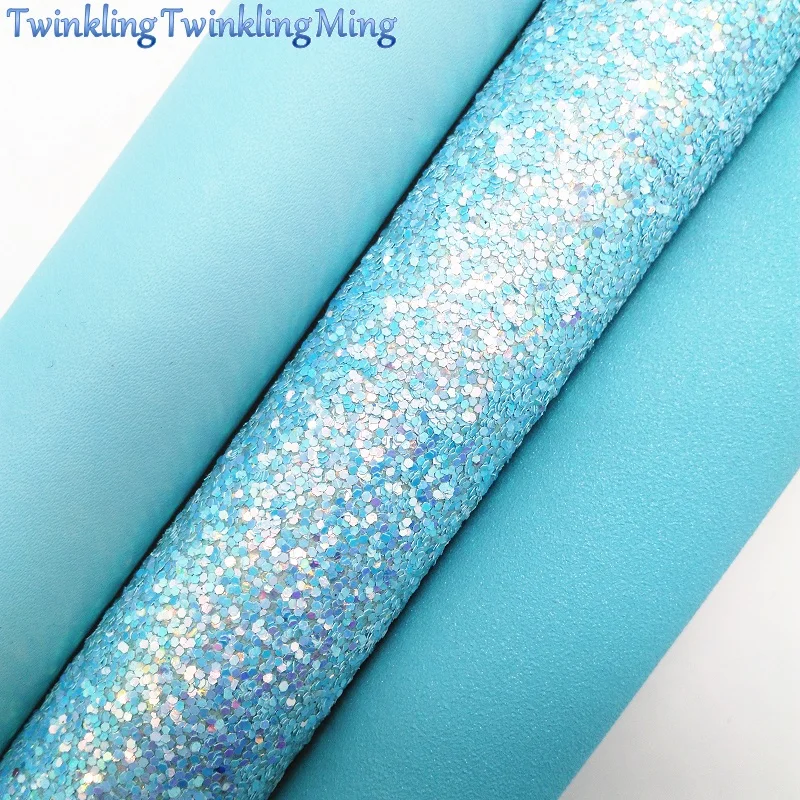 

BLUE Glitter Fabirc, Faux Leather Fabric, Suede Synthetic Leather Fabric Sheets For Bow A4 21x29CM Twinkling Ming XM538