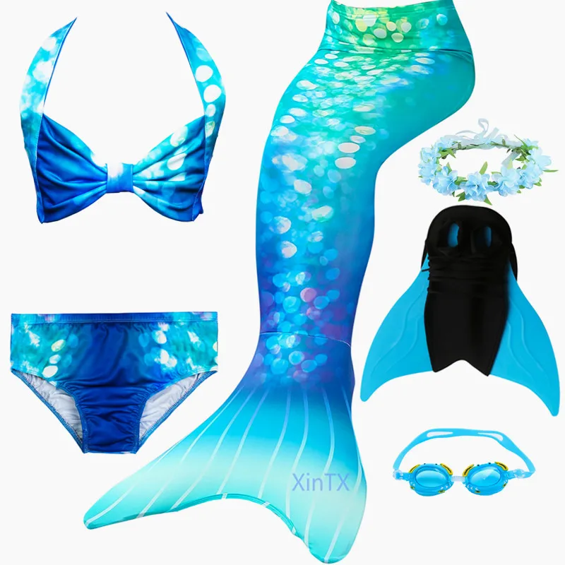Новые модные плавательные хвосты русалки для детей, летняя пляжная одежда для девочек, купальные костюмы, костюм русалки