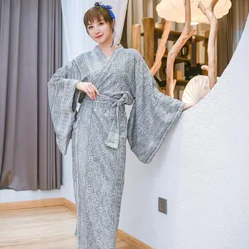 

100% Cotton Japanese style long silk cotton hot spring sauna clothes for boy and girl sexy couple bathrobe Customized for you