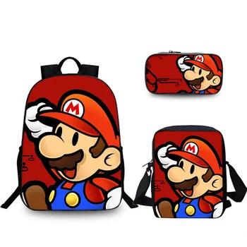 

3pcs/set Cartoon Children Super Mario Bros Sonic School Laptop Backpack Kids School Bags Kindergarten Pencil Bags Mario Mochila