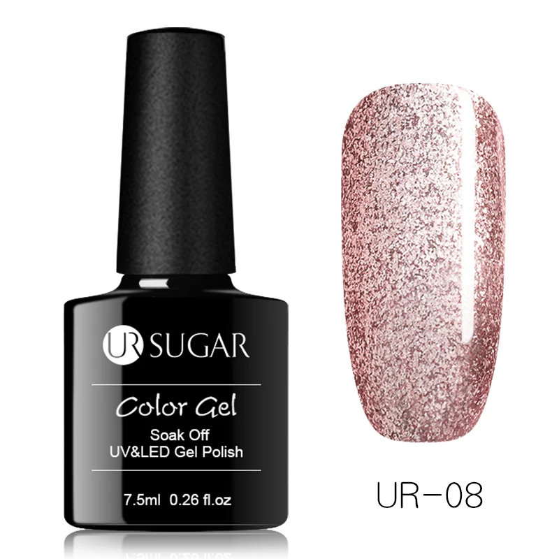 Rose Gold 8 UR SUGAR 7,5 мл голографический УФ лак для ногтей с блестками лак блестящая Лазерная Блестки УФ гель лак личная гигиена дизайн ногтей маникюрный лак - Цвет: Rose Gold 8