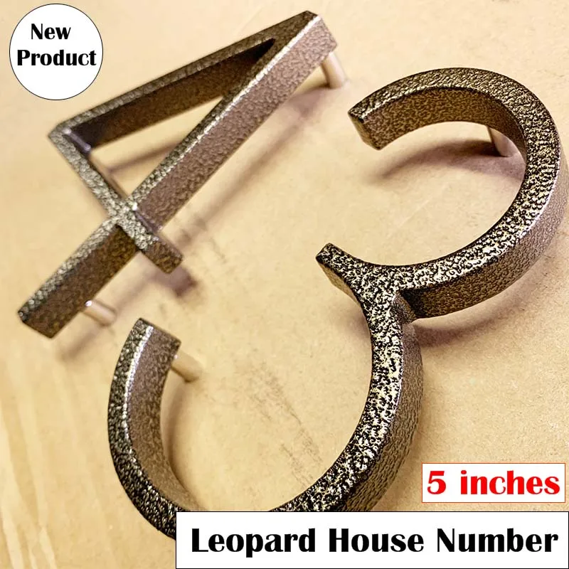 Leopard Floating House Numbers Doorplate Letters Metal Address Sign Plate Outdoor Street Door Plaque Number For Home Mailbox 0-9 |