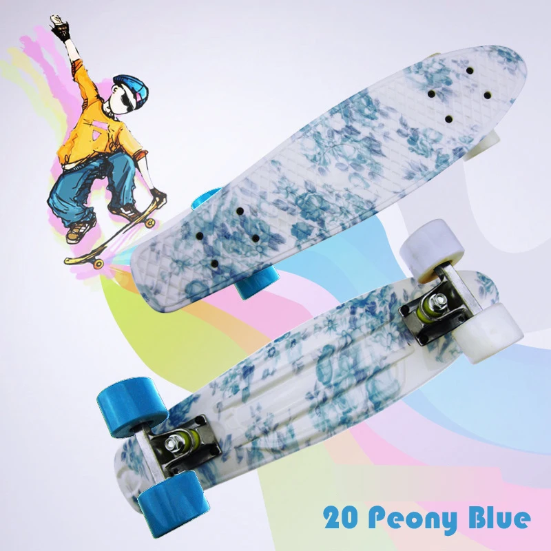 56 15cm Water Transfer Mini Cruiser Skateboard Peony Blue Banana Fish Skateboard Scooters Retro Print Surface Pp Deck Skating Skate Board Aliexpress