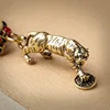 Vintage Brass Animal Tiger Keyring Lanyard Pendants Handmade Rope Chinese Five Emperors Coins Feng Shui Car Key Chains Hangings ► Photo 2/6