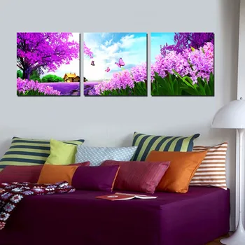 

1pcs Purple Flower Oil Painting Canvas Mural, Home Decor Living Room Canvas Print Modern Painting Frameless