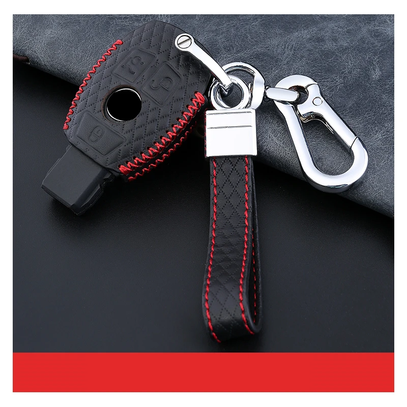 Высококачественный Топ Laye кожаный чехол для ключей автомобиля для ключей Mercedes Benz Обложка C Класс GLC GLA E класс E260 E320 Fob для автомобиля аксессуары - Название цвета: B with keychain 2