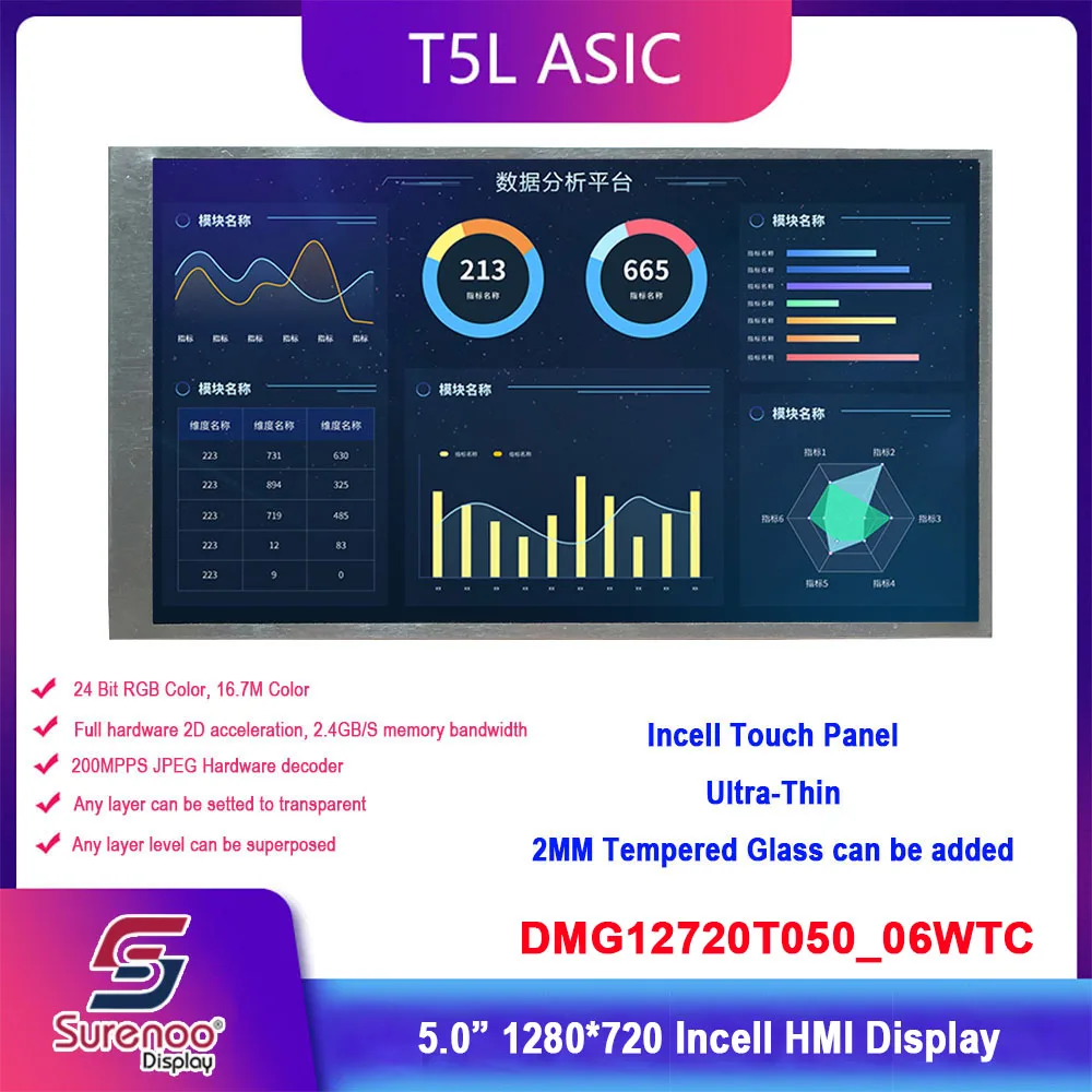 Dwin T5L HMI интеллектуальный дисплей, DMG12720T050_06WTC промышленный уровень 5," ips 1280X720 ЖК-модуль экран Incell сенсорная панель