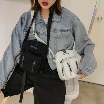 

Korean Fashion Women Crossbody Bag Character Canvas Bag Simple Style Girls Key Card Cell Phone Bag Casual Student Shoulder Bag