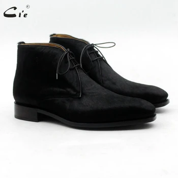 

cie Black Horse Hair Plain Toe Men's Boot Goodyear Welted Handmade Calf Leather Outsole Men Shoe Dress Classic Gentlemen A209