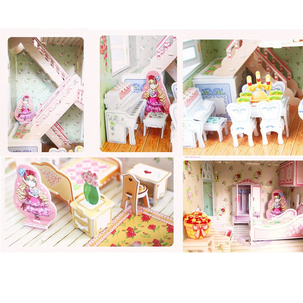 DIY Wooden Doll House Kits - European Beach Architecture House - Home Decoration - Miniature Building Toy for Children Birthday