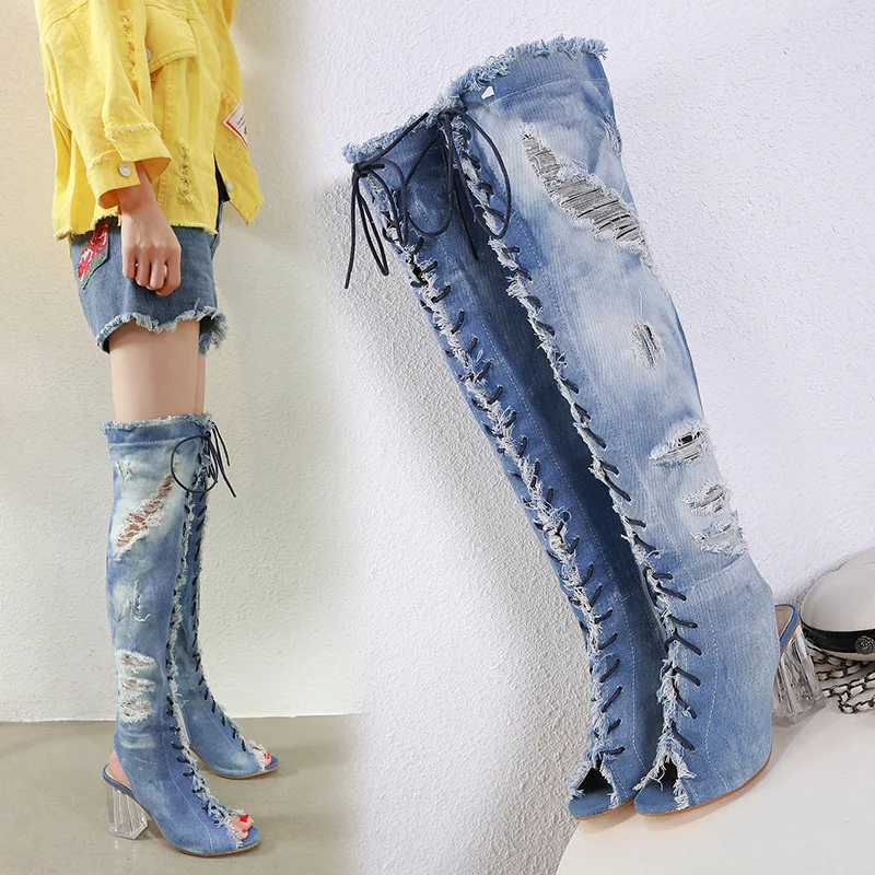 

Zipper Women's Rubber Boots Booties Ladies Chunky Heel Bootee Woman 2019 Crystal Round Toe Sexy Thigh High Heels High Sexy