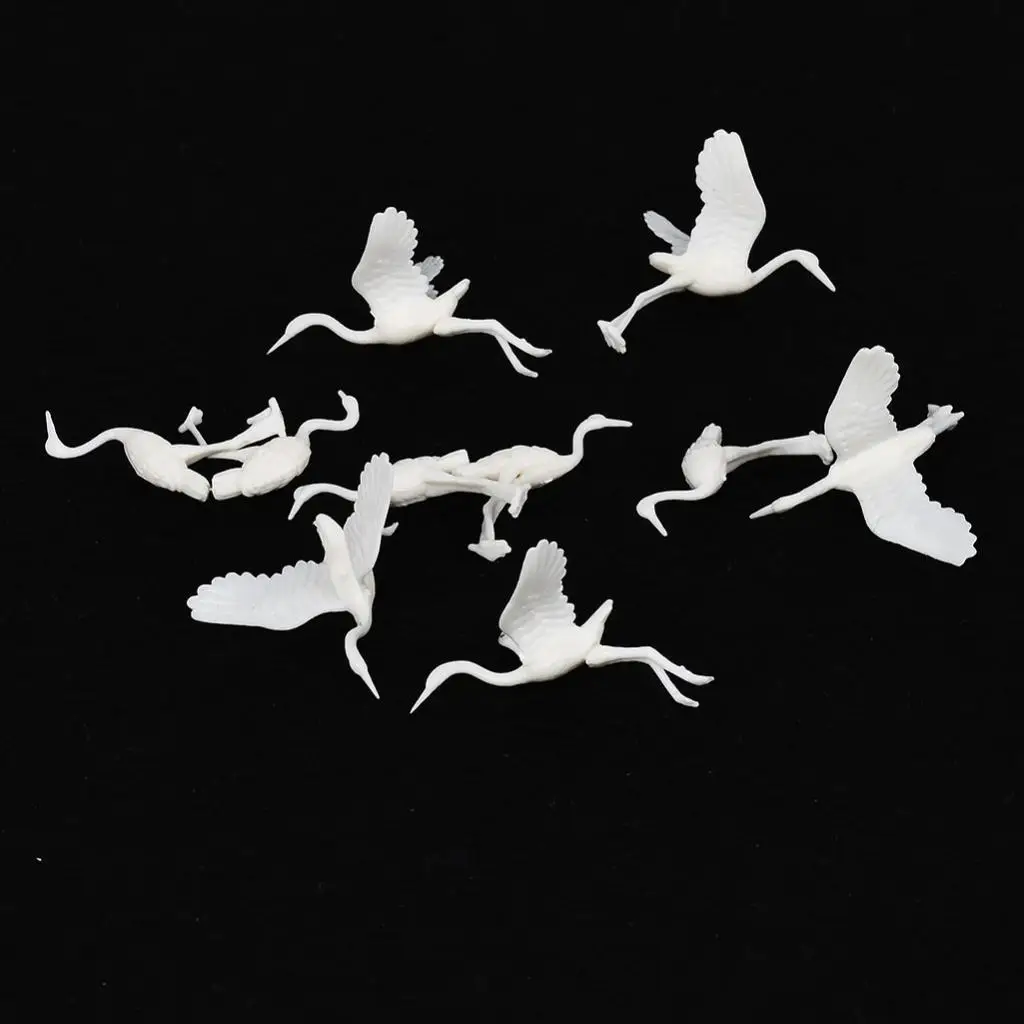 10 Pieces Plastic Miniature Japanese Crane Bird Figurines For DIY Sand Table