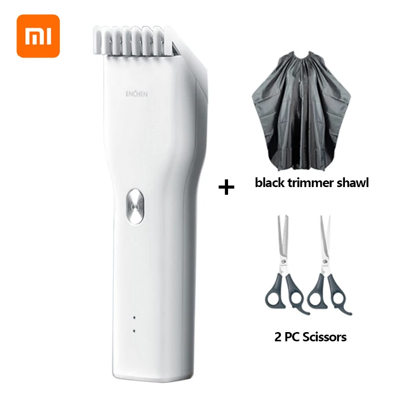 with shawl scissors Xiaomi Enchen электрический триммер для стрижки волос USB Керамический Резак для волос быстрая зарядка волос мужской триммер машинка для стрижки рождественские подарки - Цвет: with shawl scissors