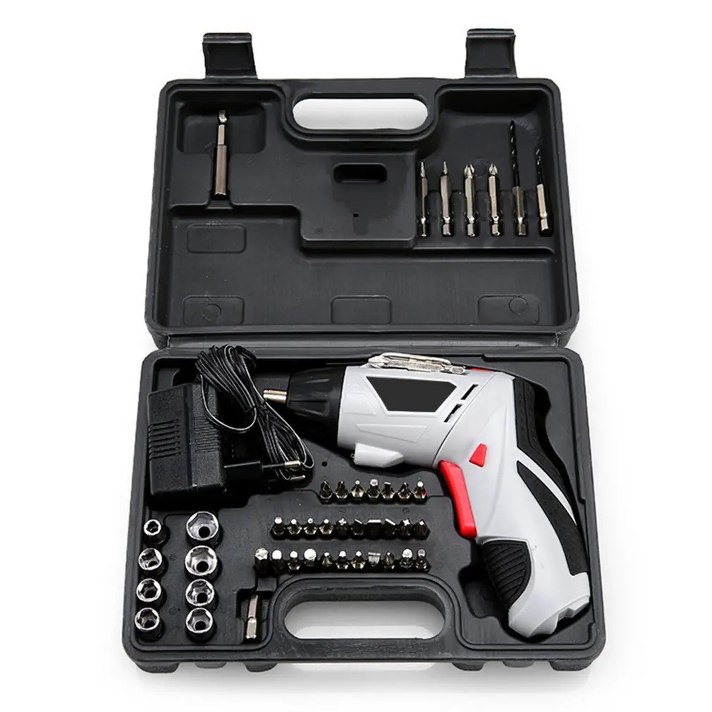 4.8V Multi-function Electric Screwdriver Rechargeable Portable Handheld Screwdriver Cordless Drill Power Tools with Bits Set