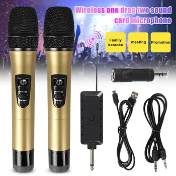 

Wireless Microphone Handheld Dynamic Vocal Microphone Voice Amplifier for PC Compter 2-in-1 UND Sale