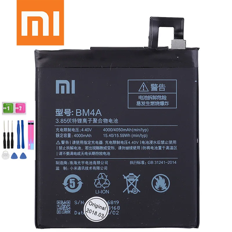100% Оригинальный аккумулятор Xiaomi BM4A bm4a мобильный телефон аккумуляторы для Hongmi Redmi
