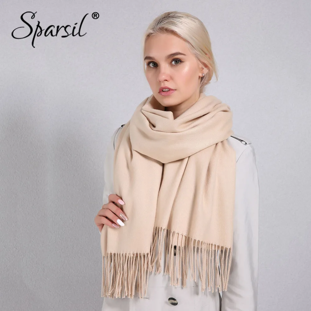 Sparsil женские новые простые кашемировые толстые шарфы классические кисточки 200x65 большой пашмины зимний теплый приятный для кожи шарф хиджаб шали