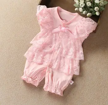 

Baby summer bodysuit infant girls princess baby christening baptism gown party wedding 0-3 3-6 6-9 12months cute lace bodysuit