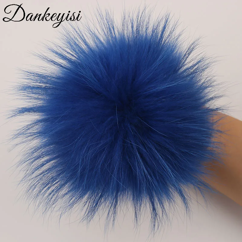 DANKEYISI оптовая продажа 100% натуральный мех помпоны 13 см DIY енота лисы меховые шарики