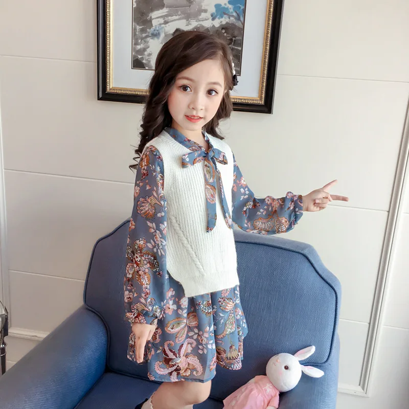 Г. осенний Стильный вязаный жилет для девочек Корейский стиль, детский свободный хлопковый трикотажный пуловер, свитер для малышей однотонный жилет