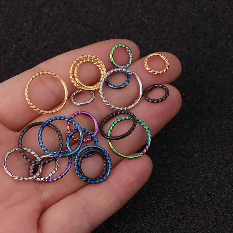 1Pc 6-12mm 16G Surgical Steel Hinge Segment Nose Ring Septum Clicker Ear Helix Tragus Hoop Ring nose ring gold nose ring - Image 2