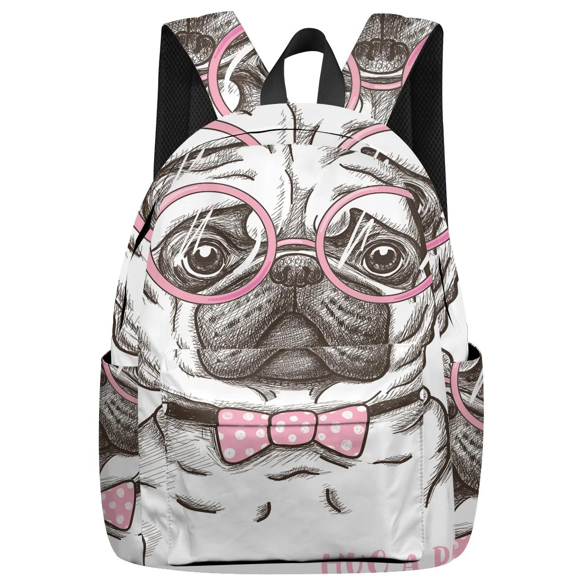 

WHEREISART Funny Bulldog Backpacks Night Light Reflective College Backpacks School Backpack Multi-Function Weekend Travel Work