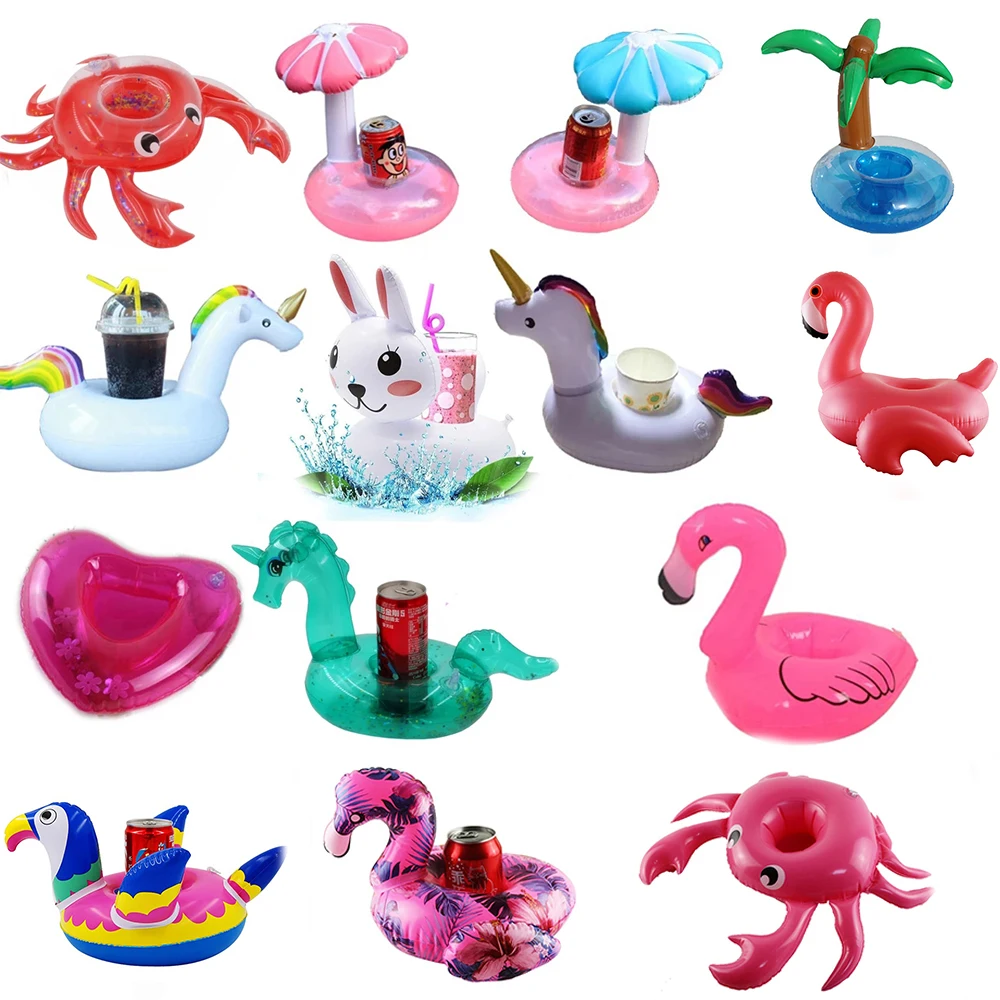 Inflatable cup holder, Flamingo, unicorn, Flamingo, drink holder, float, toy, party decoration, bar coasters 1pcs inflatable cup holder mermaid drink holder swimming pool float bathing pool toy party bar coasters